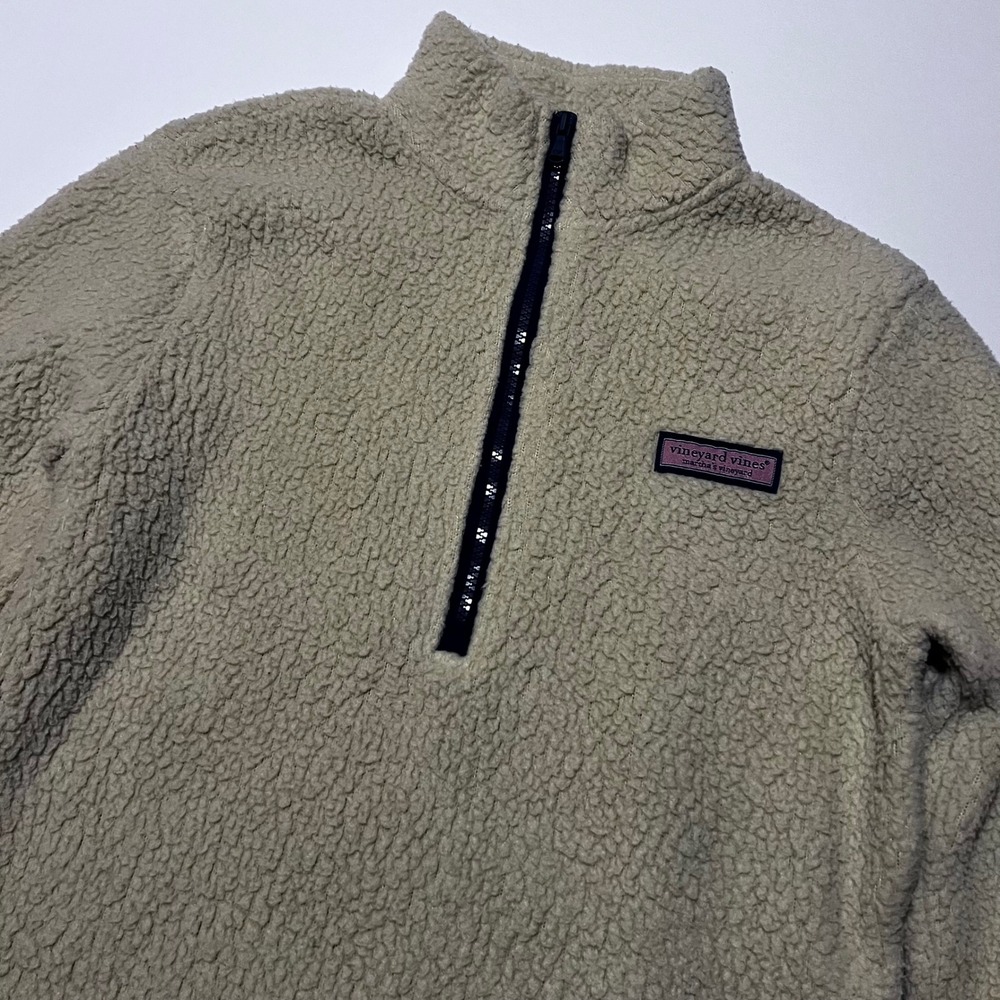 Vineyard Vines Half Zip Sherpa Cream Whale Logo‎ Small - Picture 3 of 7